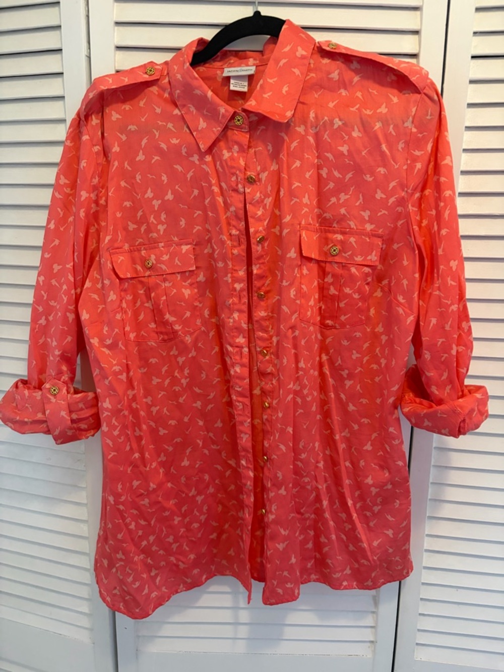 SMITH Coral Pink Bird-Print Blouse